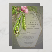 オベビー甘いエンドウ豆のポッド赤ちゃんシャワー 招待状 (正面/裏面)