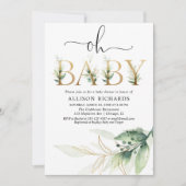 オベビー男女兼用の緑の赤ちゃんシャワー 招待状 (正面)