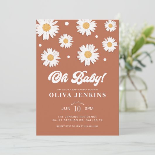オベビー男女兼用デイジーベイビーシャワー 招待状 (スタンド正面)