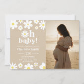 オベビー男女兼用デイジー赤ちゃんシャワー写真 招待状 (正面)