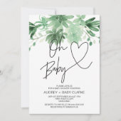 オベビー男女兼用ベビーシャワー多肉性 招待状 (正面)