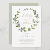 オベビー男女兼用ユーカリ赤ちゃんシャワーインヴィ 招待状 (正面/裏面)