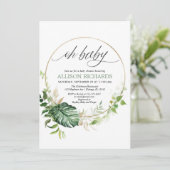 オベビー男女兼用熱帯緑金ゴールドベビー 招待状 (スタンド正面)