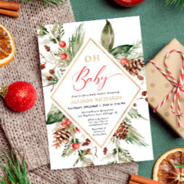 オベビー男女兼用素朴な冬のシャワー 招待状