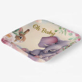 オベビー紙プレート、ゾウとバニー ペーパープレート (傾斜あり)