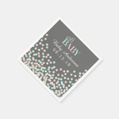 オベビー紙吹雪ベビーシャワーナプキン |ピンクブルー スタンダードカクテルナプキン (角)