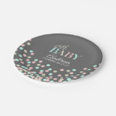 オベビー紙吹雪性別表示パーティー |ピンクブルー ペーパープレート (アングル)