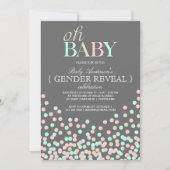 オベビー紙吹雪性別表示パーティー |青ピンク 招待状 (正面)