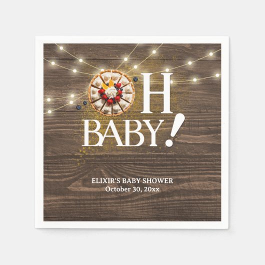 オベビー素朴かわいこちゃんパイ赤ちゃんシャワー スタンダードカクテルナプキン (正面)