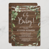 オベビー素朴は、緑の赤ちゃんシャワーを点灯 招待状 (正面/裏面)