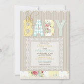 オベビー素朴ウッドレース男女兼用イエロー 招待状 (正面)