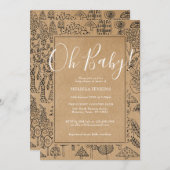 オベビー素朴カントリーツリーズベビーシャワー 招待状 (正面/裏面)