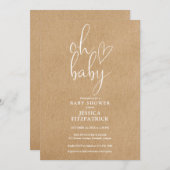 オベビー素朴クラフトボホオールインワンベイビーシャワー 招待状 (正面/裏面)