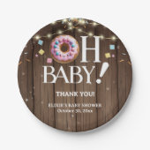 オベビー素朴ドーナツ&散水かわいいベビーシャワー ペーパープレート (正面)