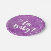 オベビー紫の水色ベビーシャワー ペーパープレート (アングル)