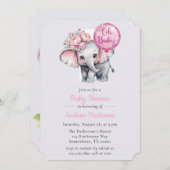 オベビー絵を描象フローラ女の子ベビーシャワー 招待状 (正面/裏面)