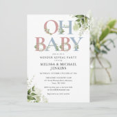 オベビー緑レタージェンダーのパーティーを表示 招待状 (スタンド正面)