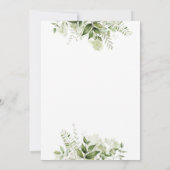 オベビー緑レタージェンダーのパーティーを表示 招待状 (裏面)