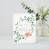 オベビー緑&金ゴールドフローラベビーシャワー インビテーションポストカード (スタンド正面)