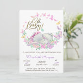 オベビー蝶ベビーゾウ赤ちゃんシャワー 招待状 (スタンド正面)