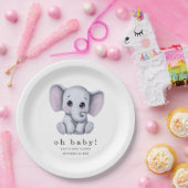 オベビー象男女兼用赤ちゃんシャワー ペーパープレート (パーティー)