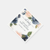 オベビー赤面ネイビ縁どー水色ベビーシャワー スタンダードカクテルナプキン (角)