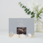 オベビー超音波埃の青い赤ちゃんシャワー ポストカード (スタンド正面)