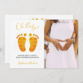 オベビー足フォトカップルの赤ちゃんシャワー 招待状 (正面/裏面)