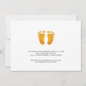 オベビー足フォトカップルの黄色の赤ちゃんシャワー 招待状 (裏面)