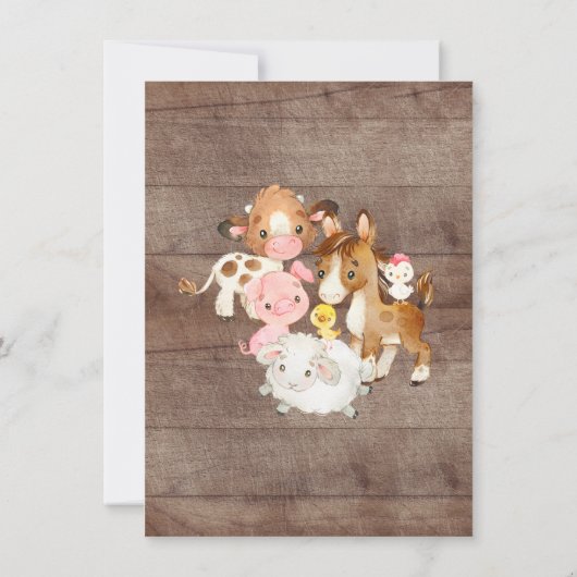 オベビー農場動物シャワー招待状 招待状 (裏面)