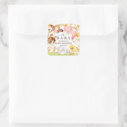 オベビー農場動物ベビーシャワークラシック好意R スクエアシール (バッグ)