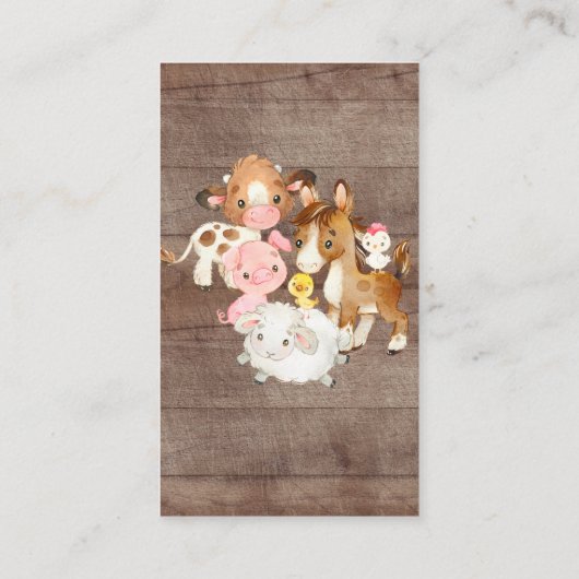 オベビー農場動物赤ちゃんシャワーおむつラッフル エンクロージャーカード (裏面)