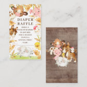 オベビー農場動物赤ちゃんシャワーおむつラッフル エンクロージャーカード (正面/裏面)