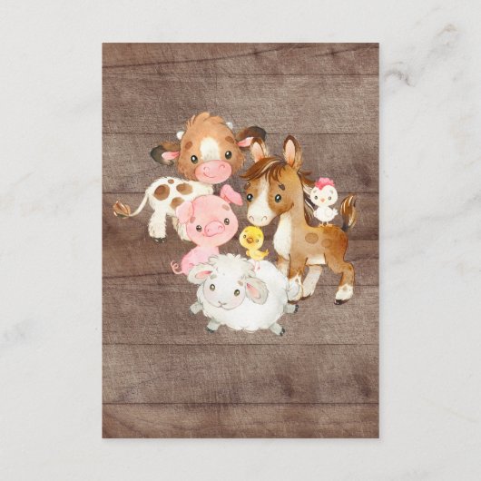 オベビー農場動物赤ちゃんシャワーベビー本 エンクロージャーカード (裏面)