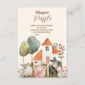 オベビー農業動物おむつラッフルベビーシャワー エンクロージャーカード (正面)