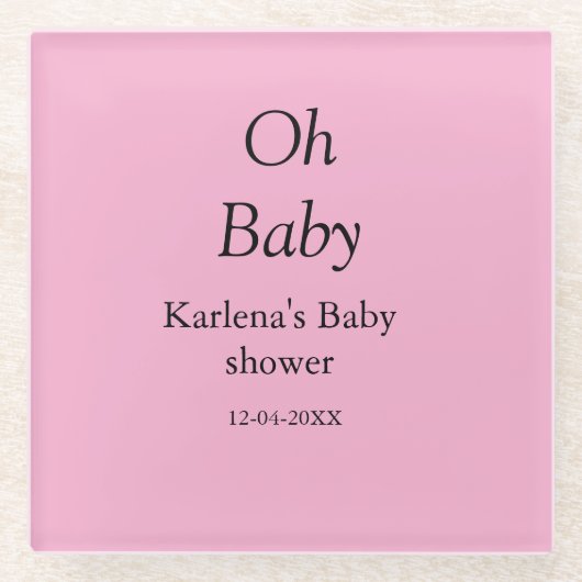 オベビー追加の名前ベビーシャワー日シンプル付けミニマルT ガラスコースター (正面)