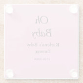 オベビー追加の名前ベビーシャワー日シンプル付けミニマルT ガラスコースター (裏面)