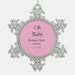 オベビー追加の名前ベビーシャワー日シンプル付けミニマルT スノーフレークピューターオーナメント