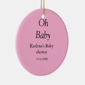 オベビー追加の名前ベビーシャワー日シンプル付けミニマルT セラミックオーナメント (右)