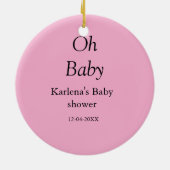 オベビー追加の名前ベビーシャワー日シンプル付けミニマルT セラミックオーナメント (裏面)