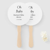 オベビー追加の名前ベビーシャワー日シンプル付けミニマルT ハンドファン (正面&裏面)