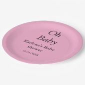 オベビー追加の名前ベビーシャワー日シンプル付けミニマルT ペーパープレート (アングル)