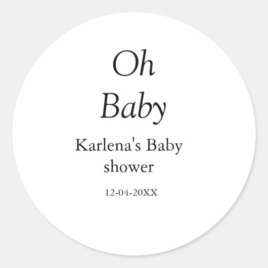 オベビー追加の名前ベビーシャワー日シンプル付けミニマルT ラウンドシール (正面)