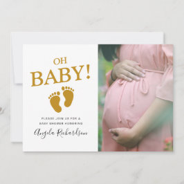 オベビー金ゴールドカスタムフォトベビーシャワー 招待状