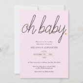 オベビー金ゴールドラブハートカップル赤ちゃんシャワー 招待状 (正面)