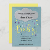 オベビー雨シャワークラウド天気ユニセックス散水 招待状 (正面/裏面)