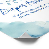 オベビー雲の赤ちゃんシャワーおむつラッフルサイン ポスター (角)