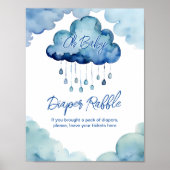 オベビー雲の赤ちゃんシャワーおむつラッフルサイン ポスター (正面)