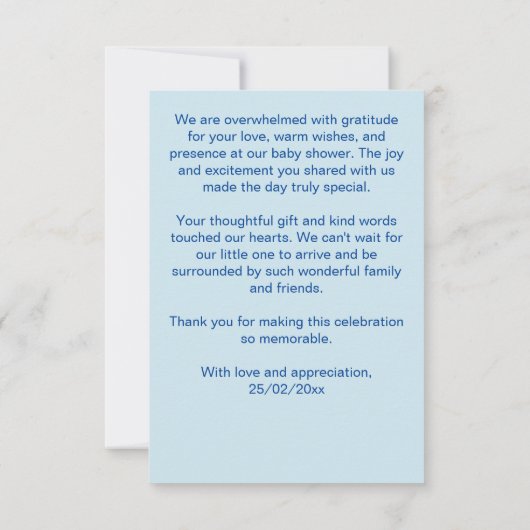オベビー雲の赤ちゃんシャワー感謝していユー サンキューカード (裏面)