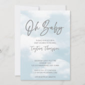 オベビー雲の赤ちゃんシャワー灰色の雲の赤ちゃんシャワー 招待状 (正面)